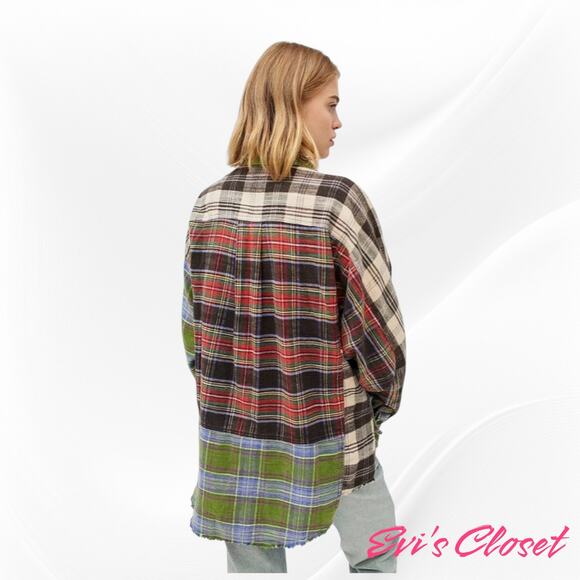 Urban Outfitters BDG Women's  Flannel Oversized Multi Color Button Down Shirt  M - Picture 4 of 10